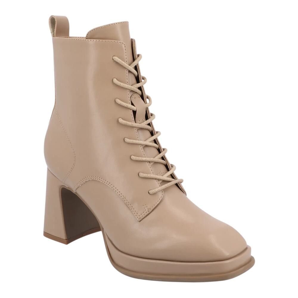 Journee Women's Kalindi Block Heel Combat Booties Taupe Size 8 1/2 W
